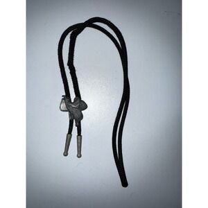 Silver Western Cowboy Horse Saddle Bolo Tie Black Cord‎